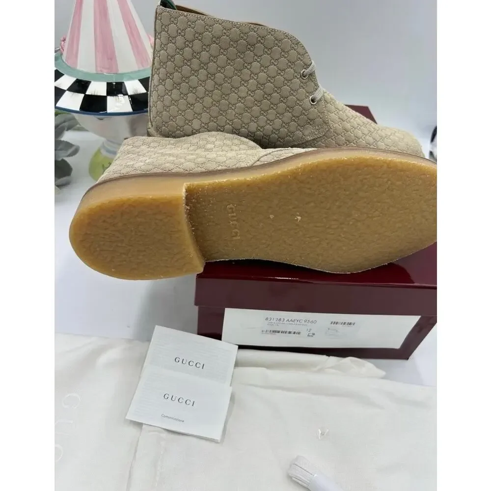 Men's Gucci suede GG embossed desert boots size 12 made in Italy